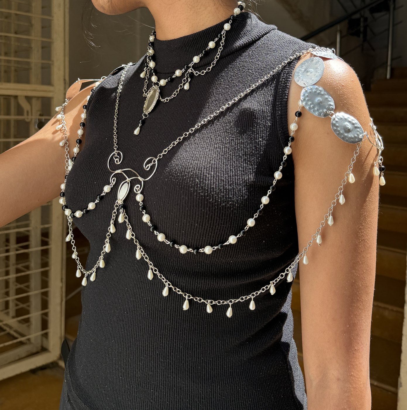 Emrys Craft armour jewellery, worn